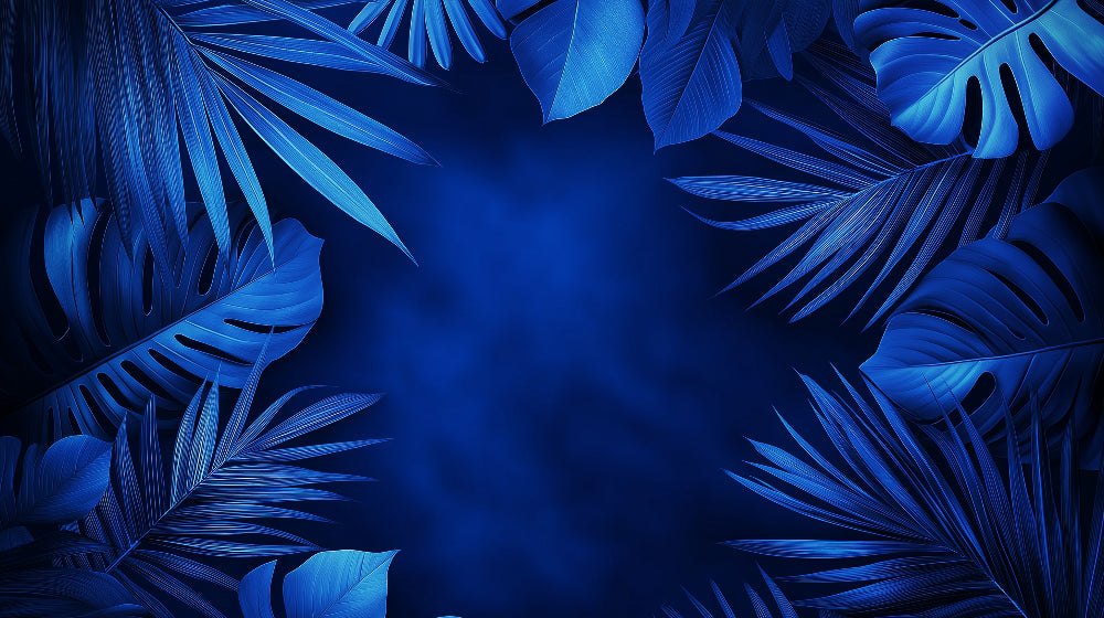 Blue Monstera leaf wallpaper design file showing detailed tropical pattern on navy background