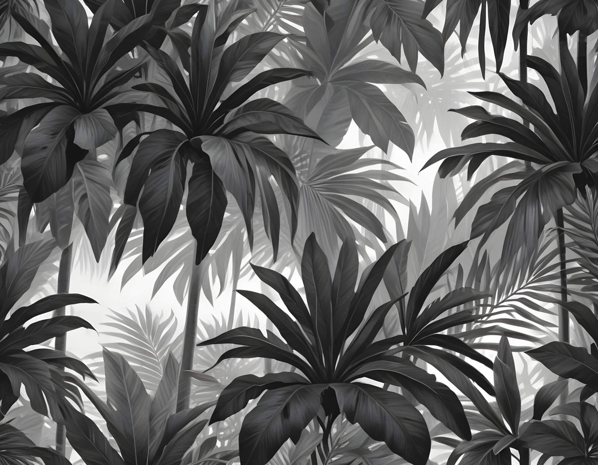 Design file showing detailed monochrome palm leaf pattern and texture