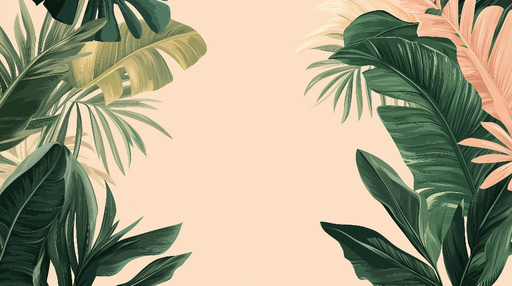 Monstera and palm leaves design file showing detailed tropical pattern on beige background