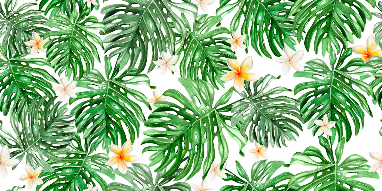 Monstera and Plumeria flowers design file showing detailed tropical pattern