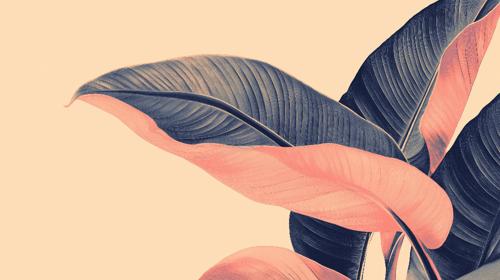 Navy and coral banana leaves design file showing detailed pattern and color composition