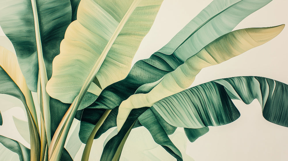 Banana leaf wallpaper design file showing detailed tropical pattern with rich green tones