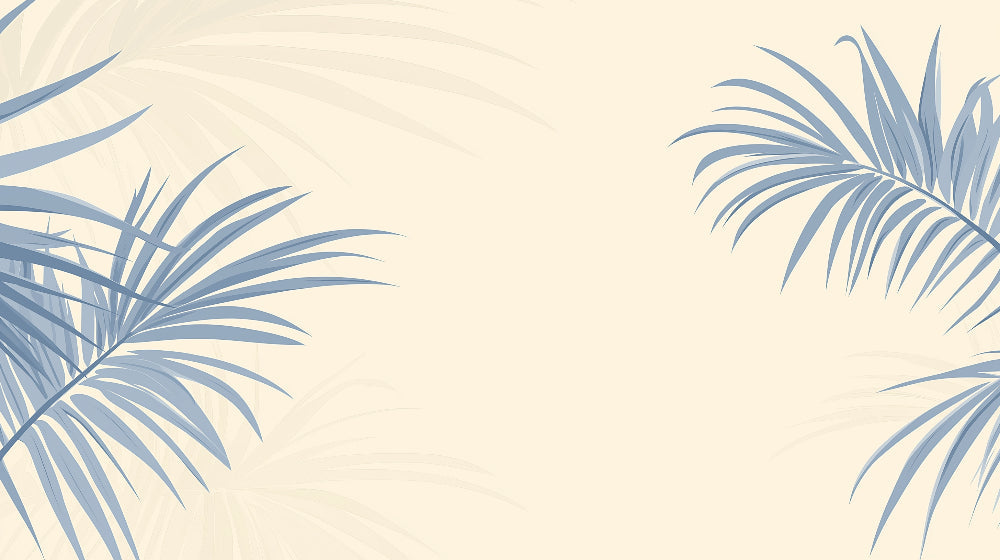 Blue and beige palm leaves design file showing the detailed pattern and natural movement of the wallpaper