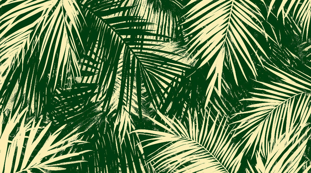 Green and beige palm leaves design file showing detailed tropical pattern