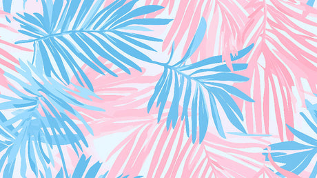 Pink and blue palm leaves design file showing the detailed pattern and color palette