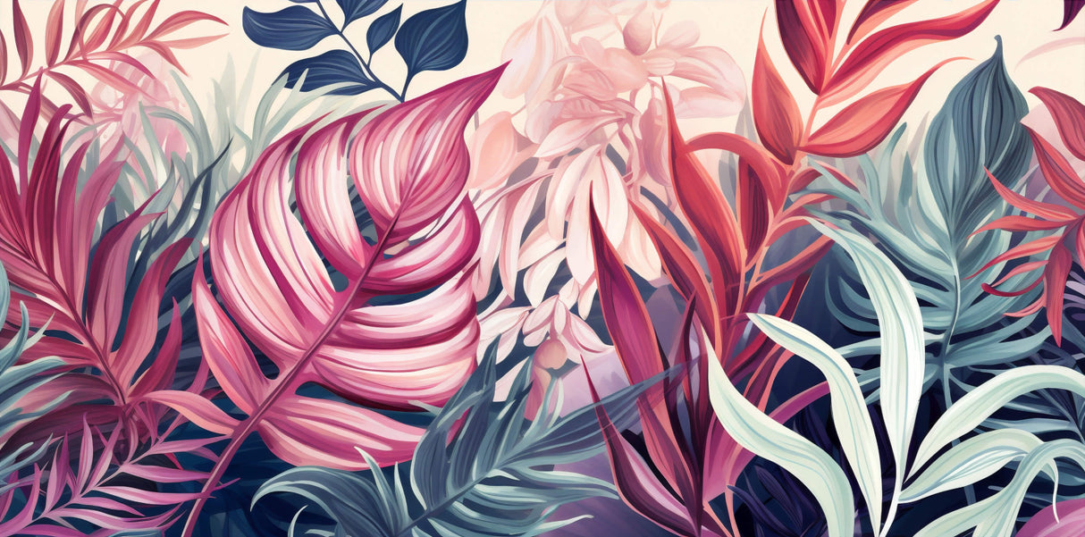 Pink and navy Monstera leaves design file showing intricate pattern details