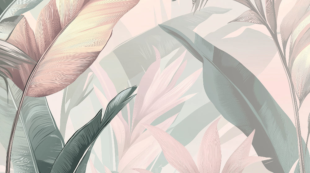 Pink and sage palm leaves design file showing detailed tropical pattern and texture