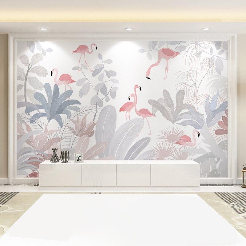 Tropical Flamingo wallpaper bringing style to a dining room accent wall
