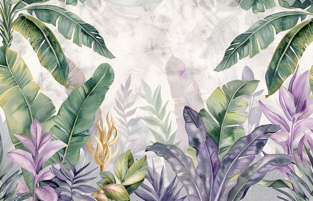 Purple and green botanical design file showing intricate leaf pattern and texture