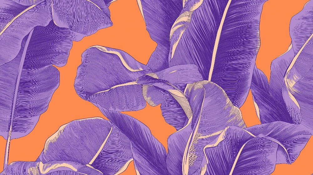 Purple banana leaves design file showing detailed pattern and rich color contrast