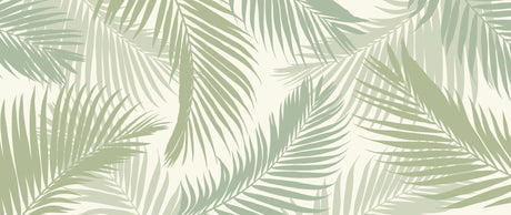 Tropical palm leaves design file showing detailed sage green fronds on cream background