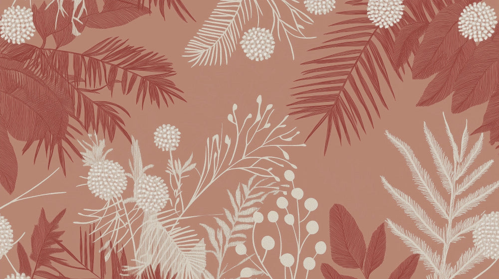Terracotta Palm Leaves and Botanical design file showing detailed pattern and rich earth tones
