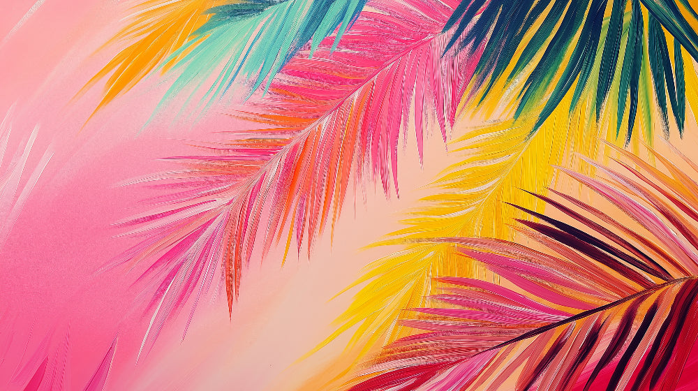 Pink and gold tropical palm leaves design file showing intricate pattern details