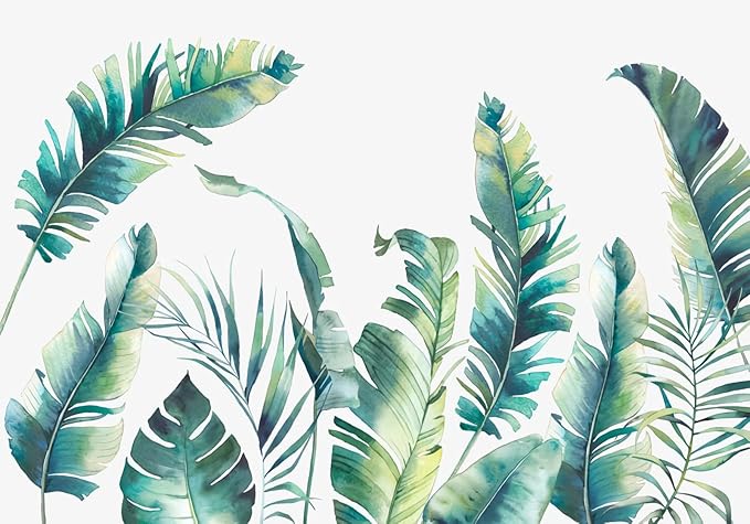 Design file of watercolor banana leaf pattern showing intricate botanical details on white background