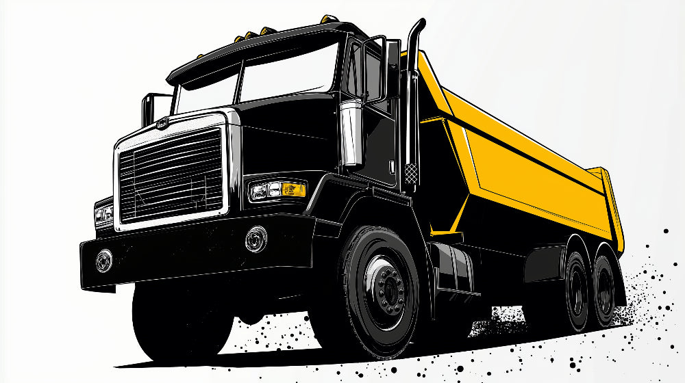 Black and yellow truck design file showing detailed industrial pattern and professional finish