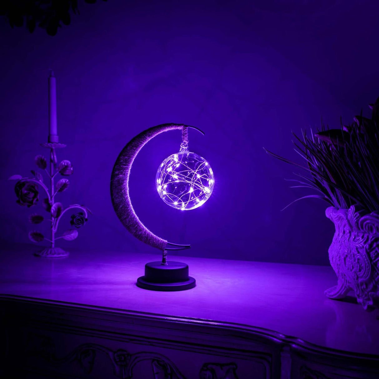 Crescent Moon Table Lamp Glass Globe LED Display - Product detail 19