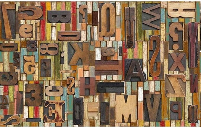 Wooden letterpress typography design file showing detailed texture and pattern