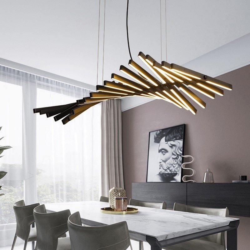 Modern LED Chandelier Abstract Fishbone Design - Product example