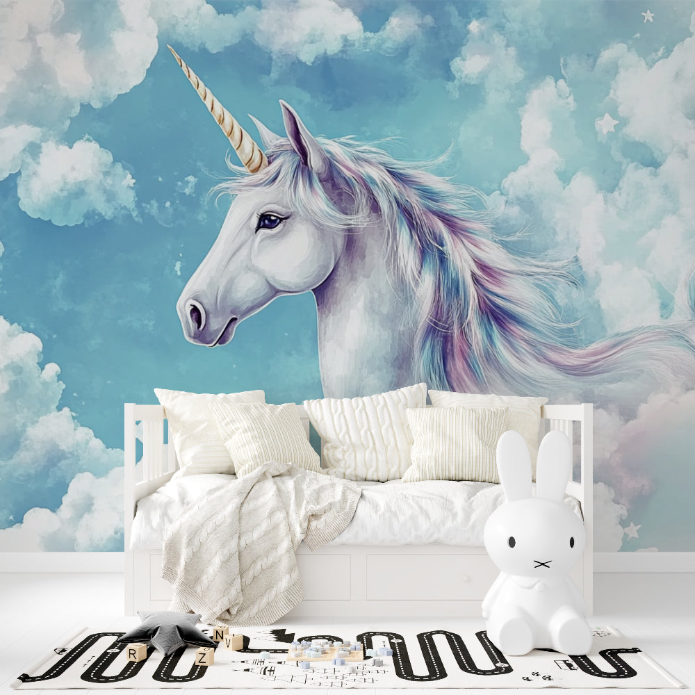 Unicorn wall design brightening up a reading nook with magical atmosphere