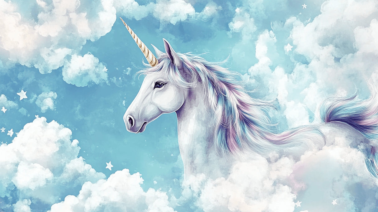 Unicorn wallpaper design file showing magical creature with flowing pastel mane