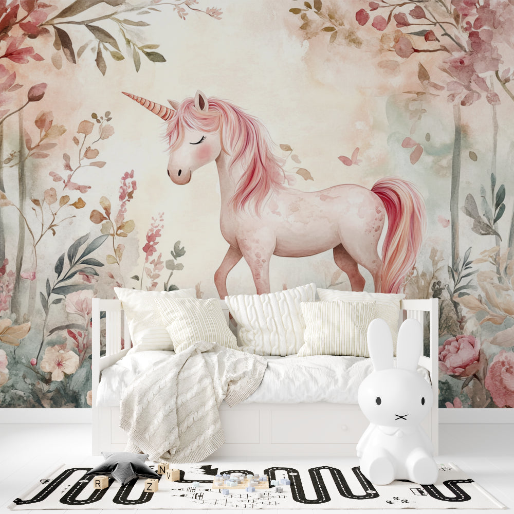 Unicorn Fantasy Wallpaper bringing warmth to a reading nook