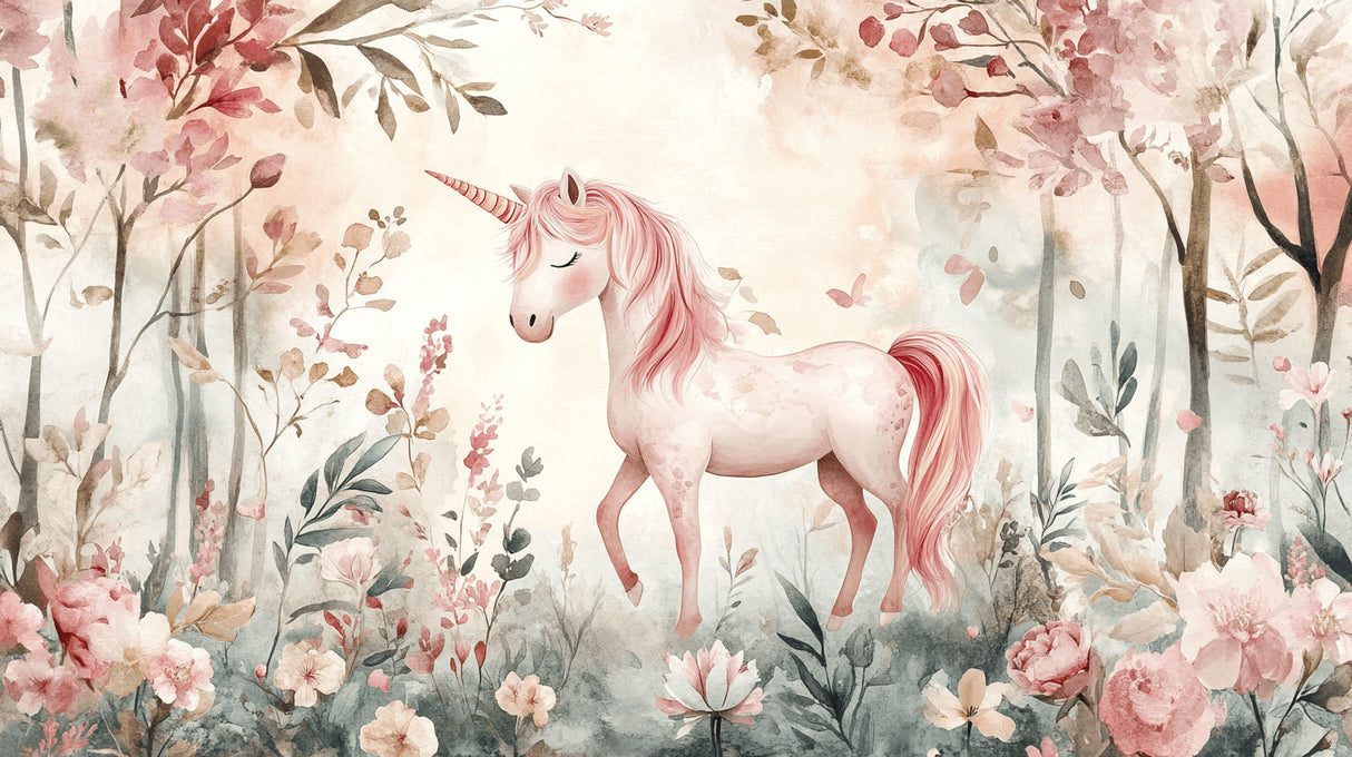 Unicorn Fantasy Wallpaper design file showing detailed pink floral pattern