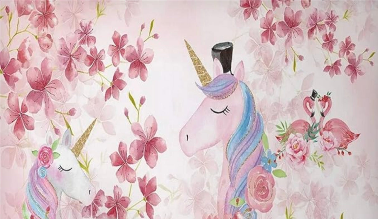 Unicorn and cherry blossom design file showing intricate pattern details