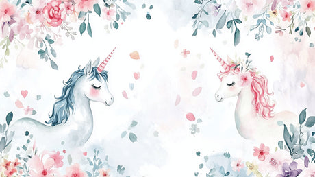 Watercolor unicorn design file showing delicate floral details and pastel color palette
