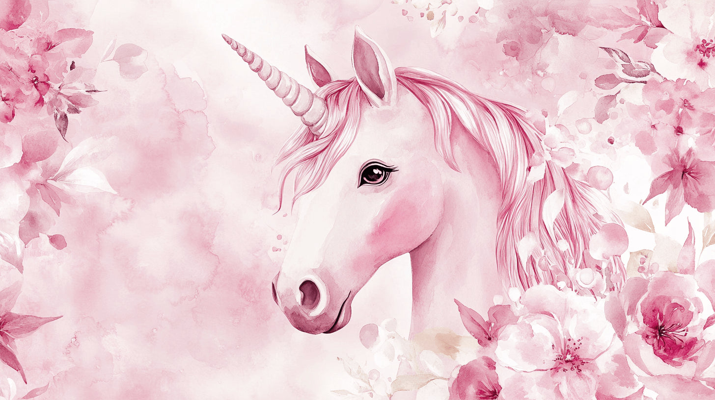Watercolor unicorn design file showing detailed pink fantasy pattern