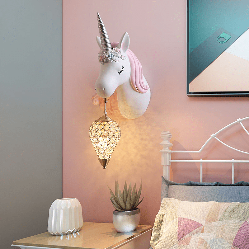 Unicorn Wall Light  Crystal Globe Shade Kids Room - Product detail 5