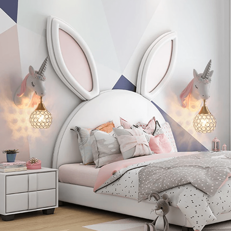 Unicorn Wall Light  Crystal Globe Shade Kids Room - Product example