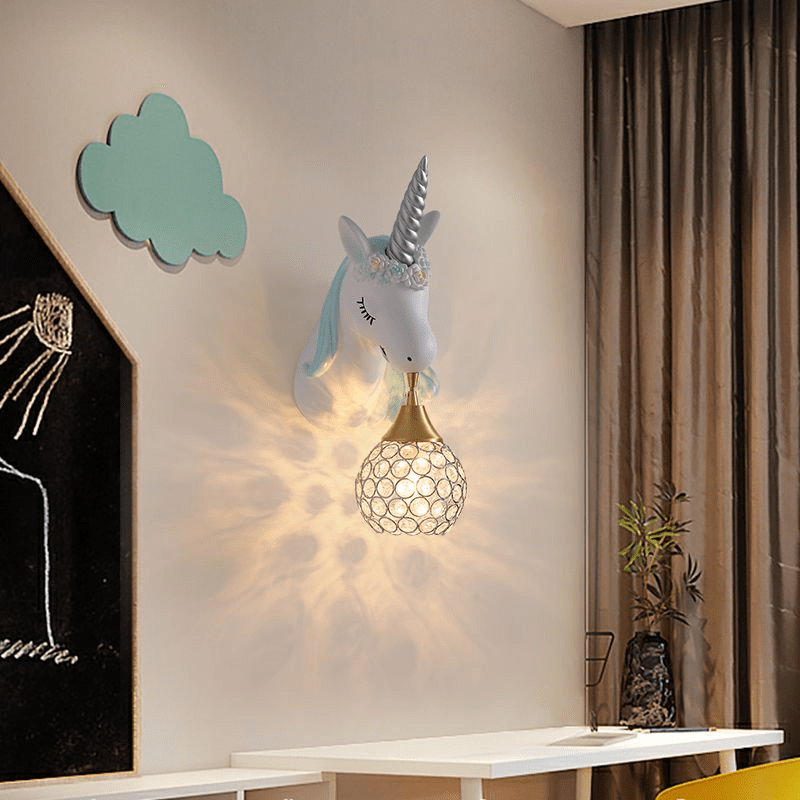 Unicorn Wall Light  Crystal Globe Shade Kids Room - Product detail 4