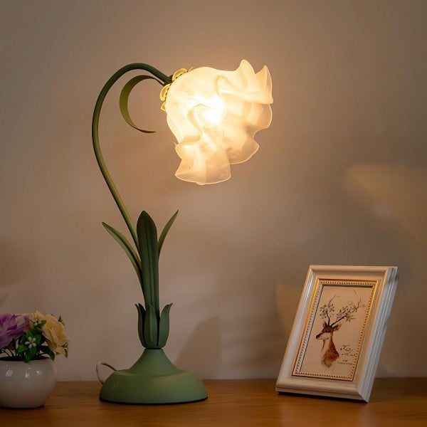 Vintage Table Lamp Floral Design Adjustable Arm - Detailed view