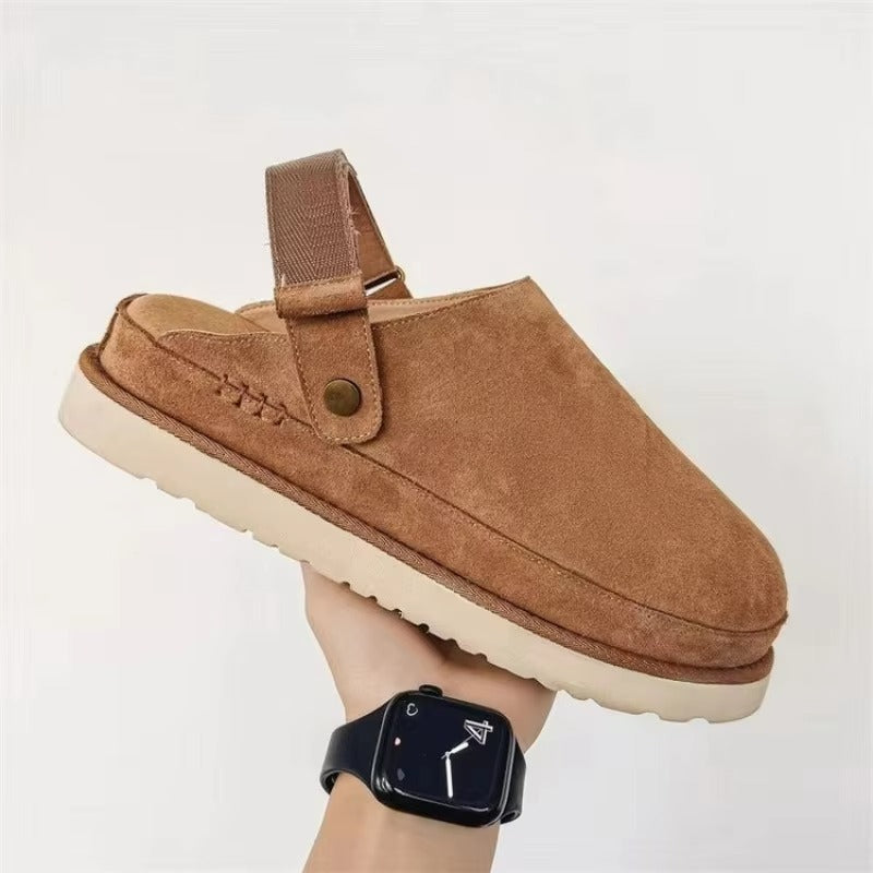Indoor Platform Slippers Suede Plush Comfort Design - Product showcase