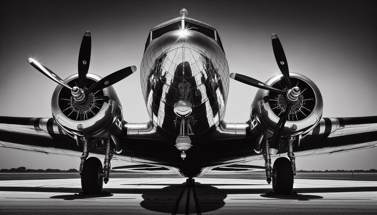 Vintage aircraft wallpaper design file showing detailed black and white propeller plane pattern