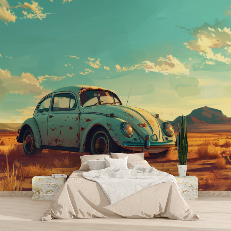 Vintage Beetle wall mural brings desert charm to bedroom decor