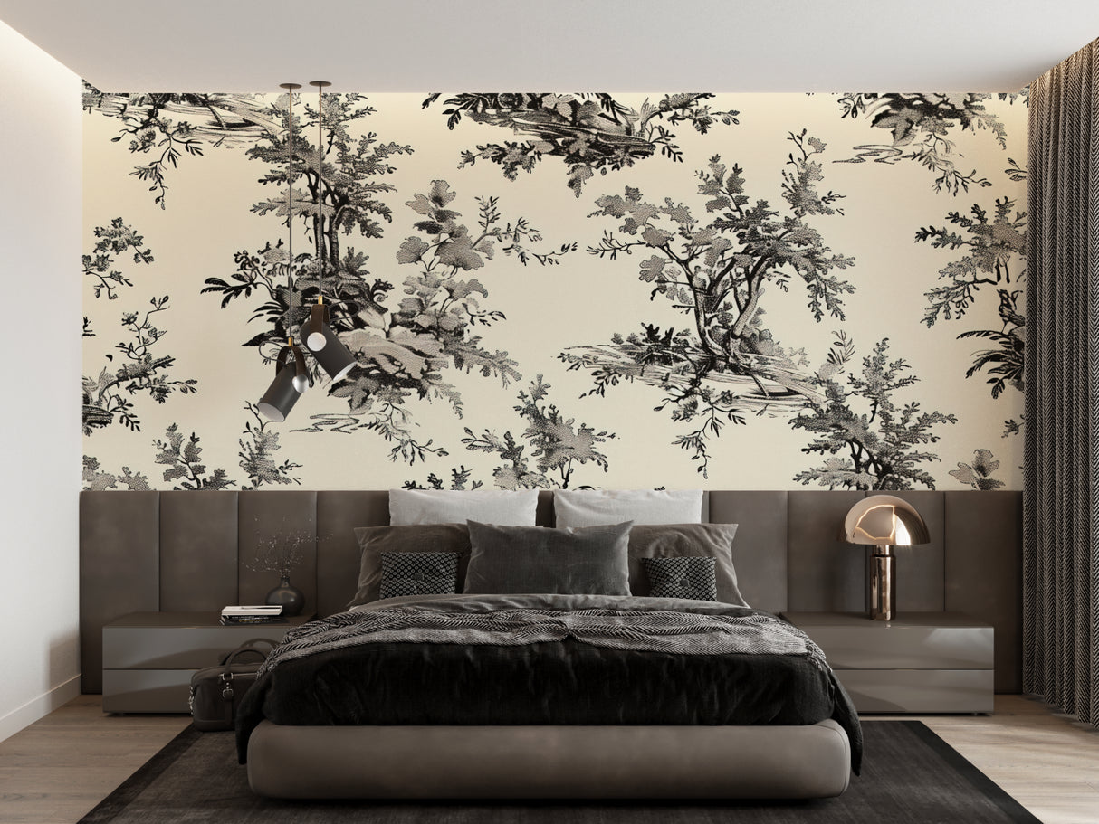 Classic floral wallpaper bringing French charm to entryway