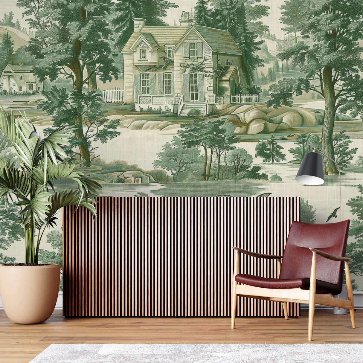 Forest Scene Mural creating ambiance in a reading nook