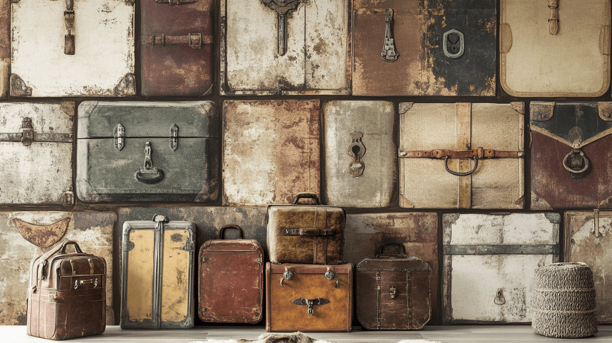 Vintage leather suitcases design file showing detailed texture and pattern arrangement