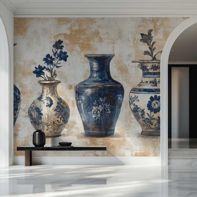 Chinese vase pattern in luxury master bedroom