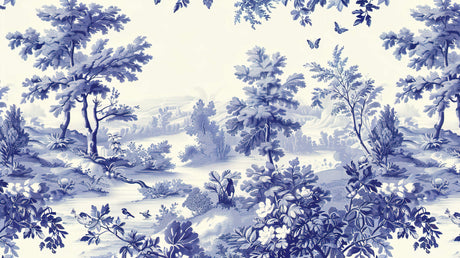 Blue Toile de Jouy landscape design file showing intricate pattern details