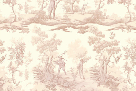 Toile de Jouy pattern design file showing intricate pastoral scene details in beige tones