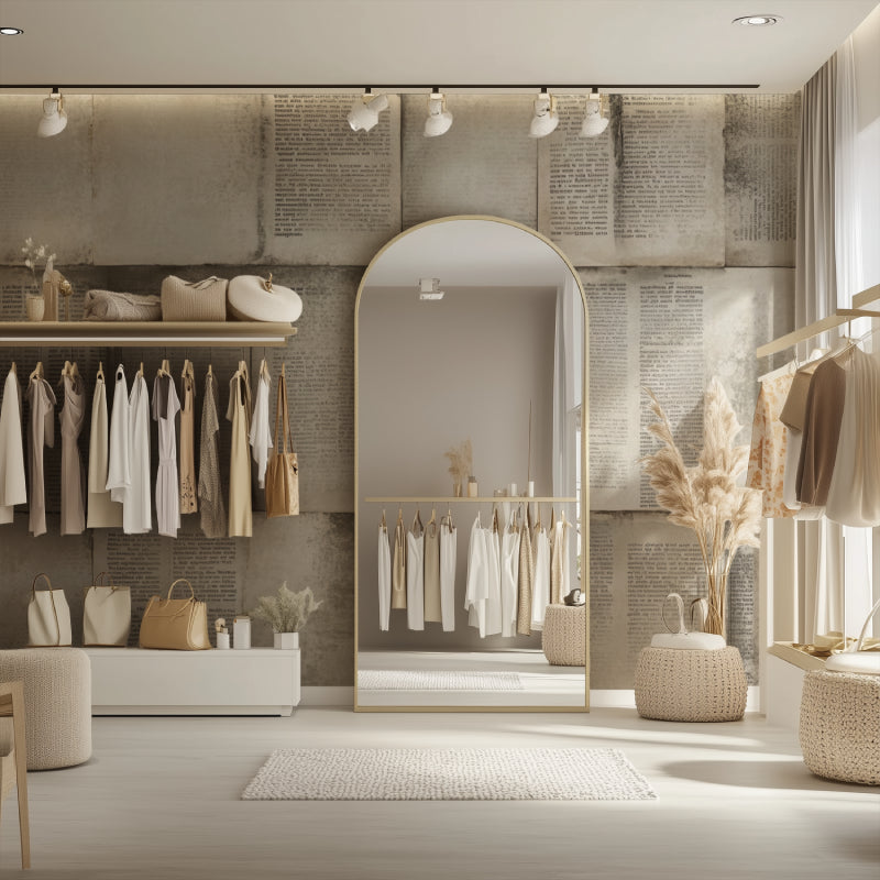 Newspaper print wall mural creating atmosphere in cozy reading nook