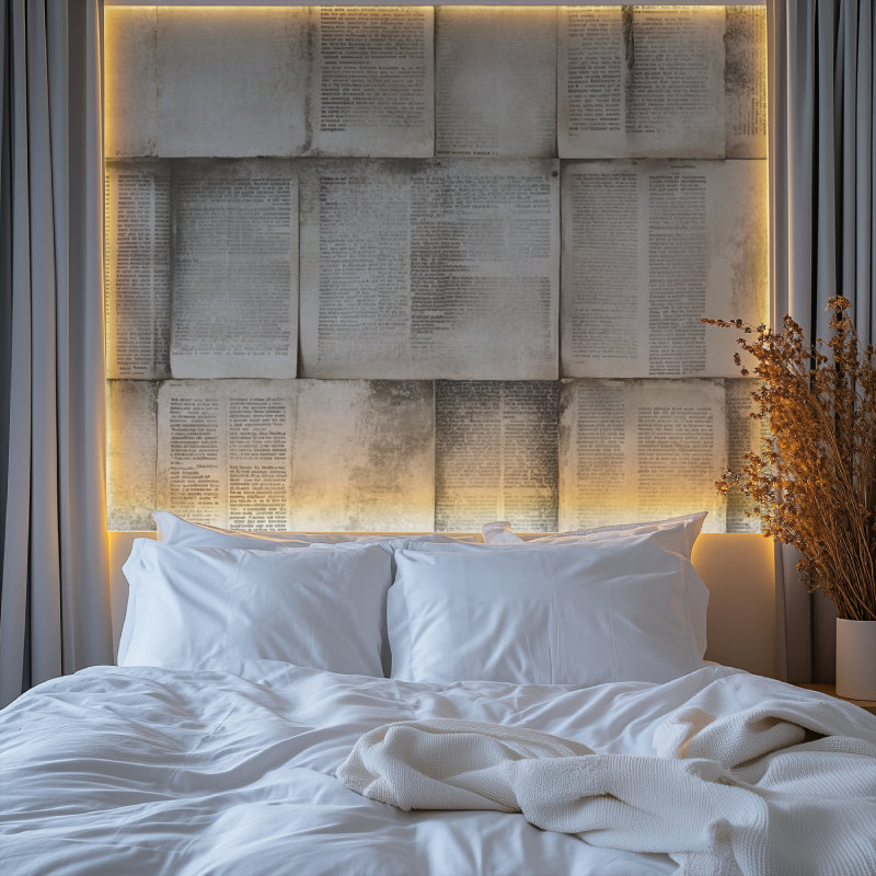 Retro newspaper wall design bringing style to boutique fitting room