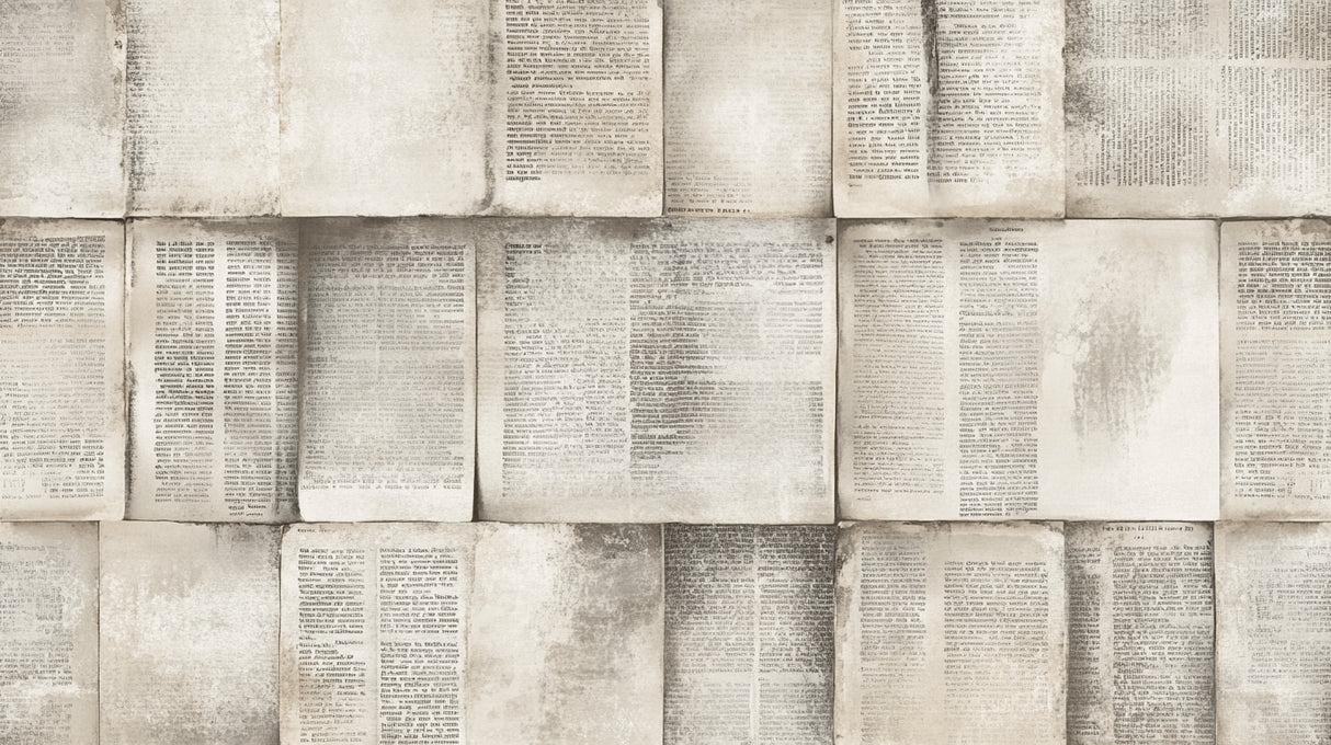 Design file of vintage newspaper wallpaper pattern showing full layout and details