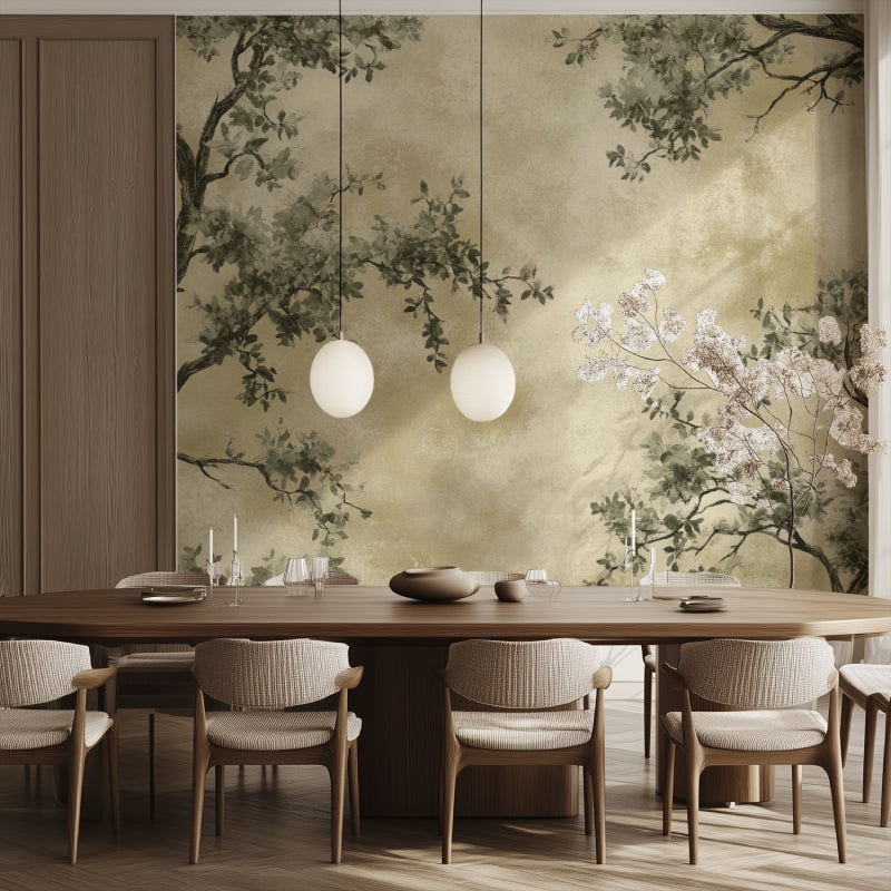 Vintage foliage pattern brightening up an entrance hallway with elegant design