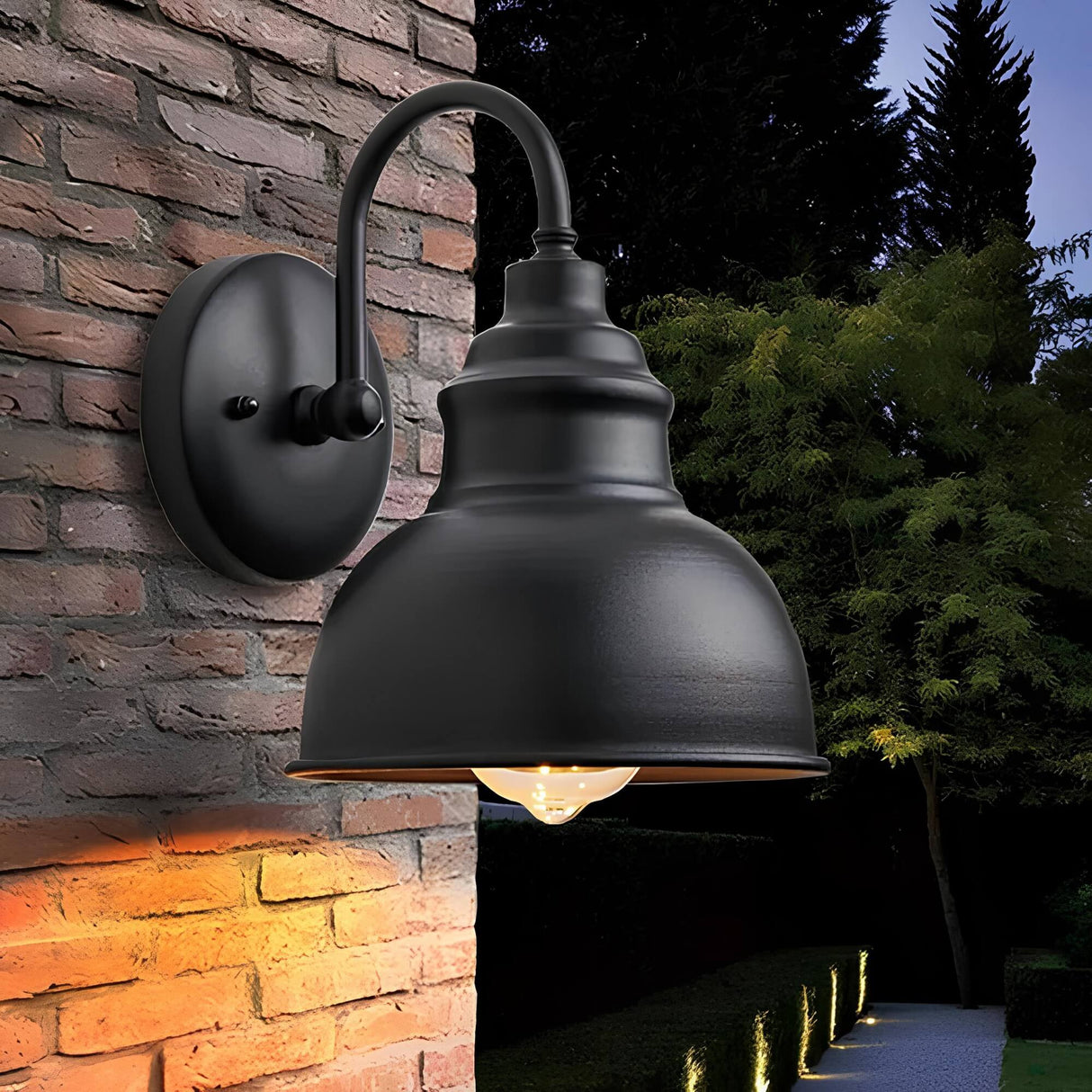 Industrial Outdoor Wall Light  Vintage Dome Sconce in Aged Bronze - Product example