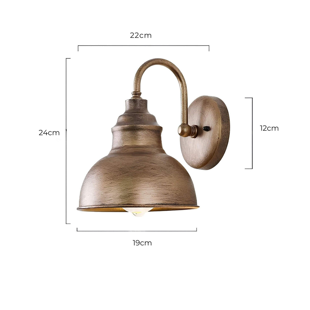 Industrial Outdoor Wall Light  Vintage Dome Sconce in Aged Bronze - Product detail 6