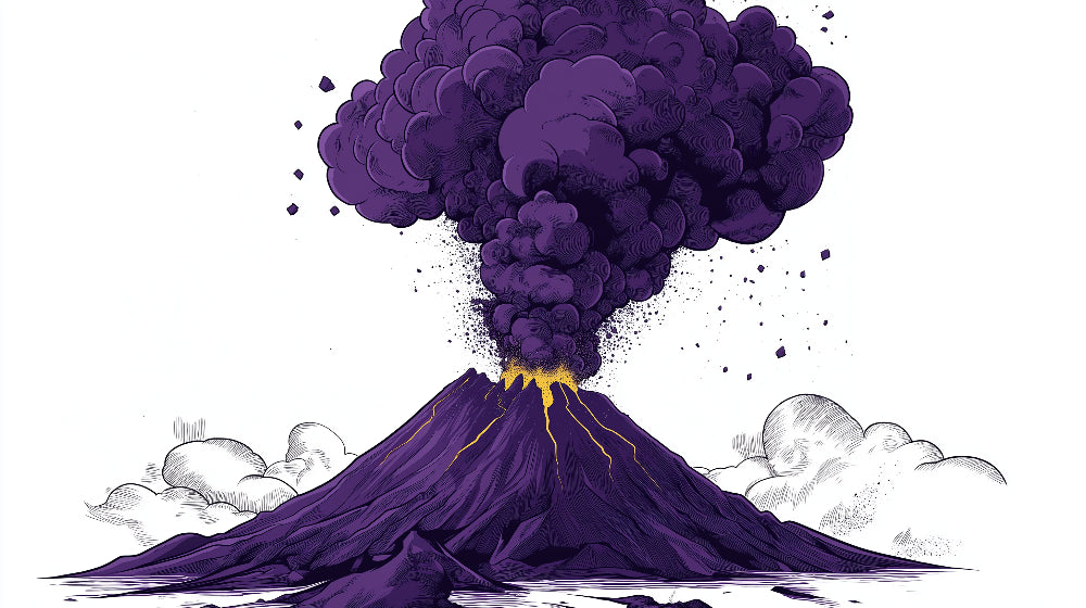 Purple volcanic eruption design file with gold accents showing detailed pattern and textures