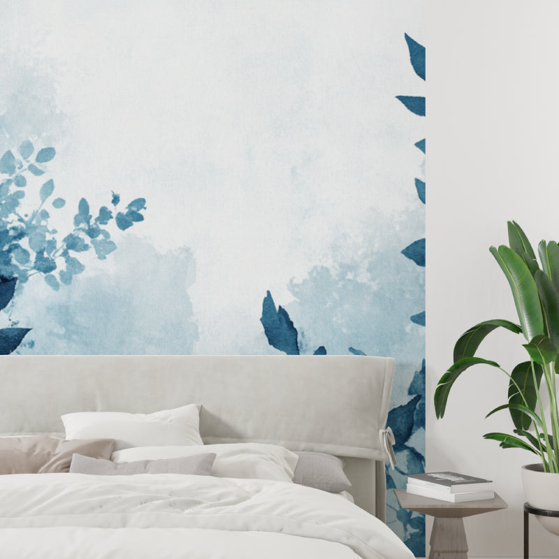 Watercolor leaf pattern bringing calm to a dining room